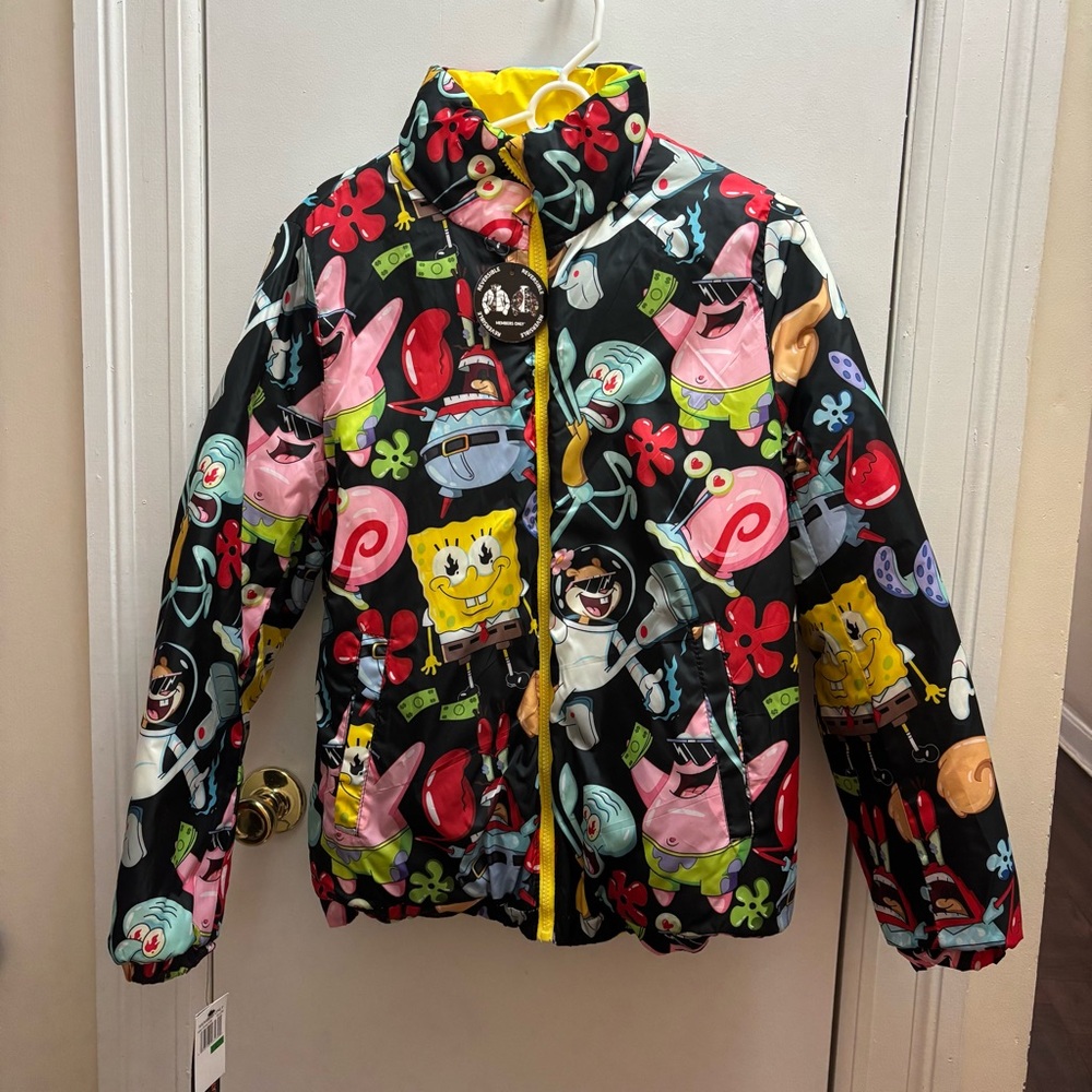NWT Members Only SpongeBob reversible puffer jacket
